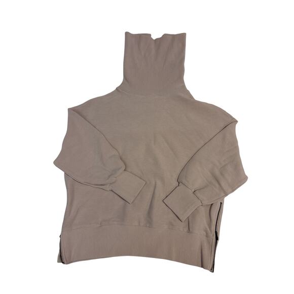 Varley Ribbed Funnel Neck Sweatshirt – Taupe, Size Medium - Picture 6 of 9